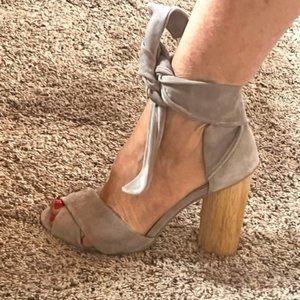 soft suede ankle wrap heel